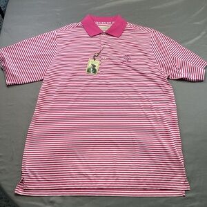 Donald Ross Men’s MED Golf Polo Shirt Pink White Stripe Preppy Country Club NWT